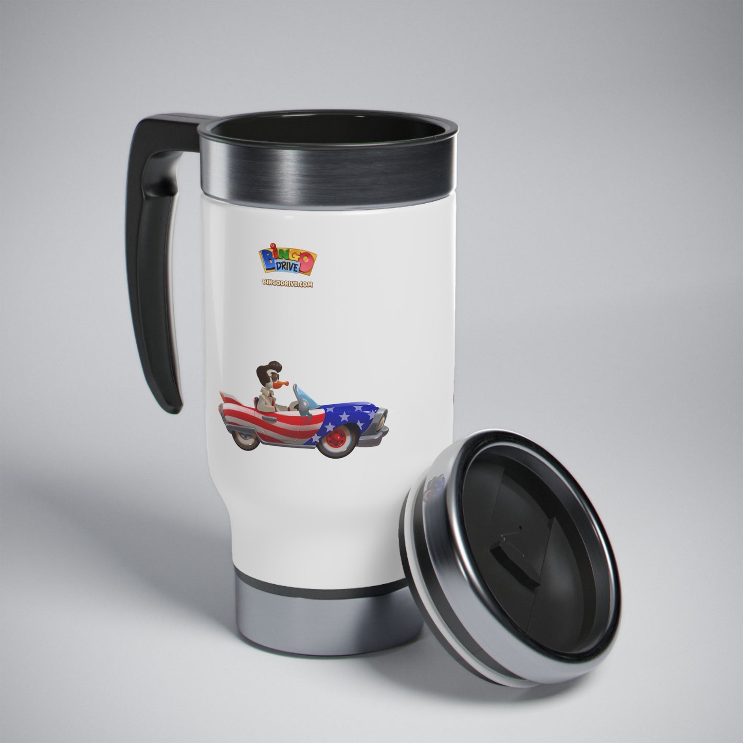 Drive American - Stainless Steel Travel Mug with Handle, 14oz